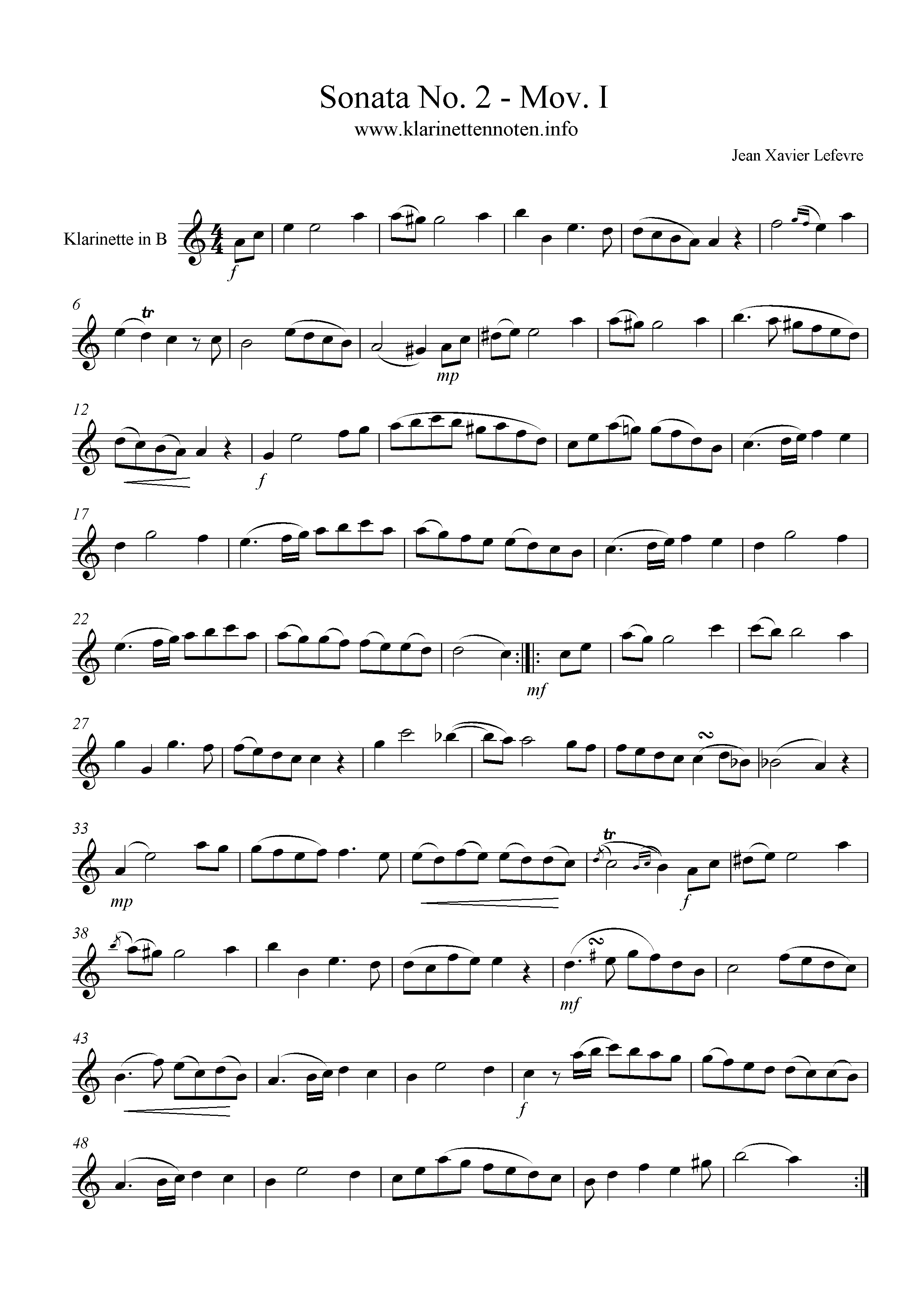 Lefevre Clarinet Sonata 2, Mov. I Allegro ma non troppo
